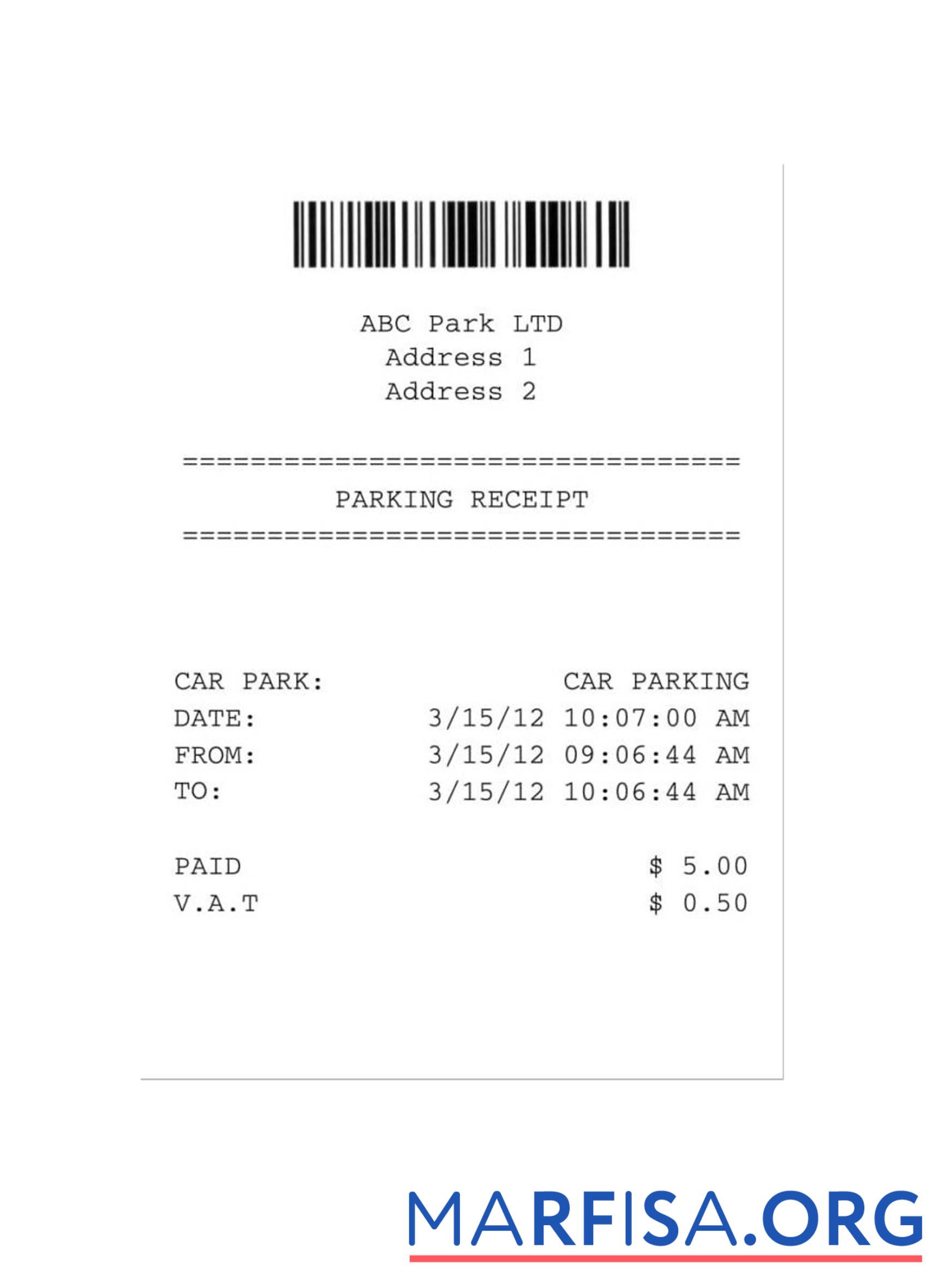 Downloadable ABC PARK(PARKING) LTD payment check sample